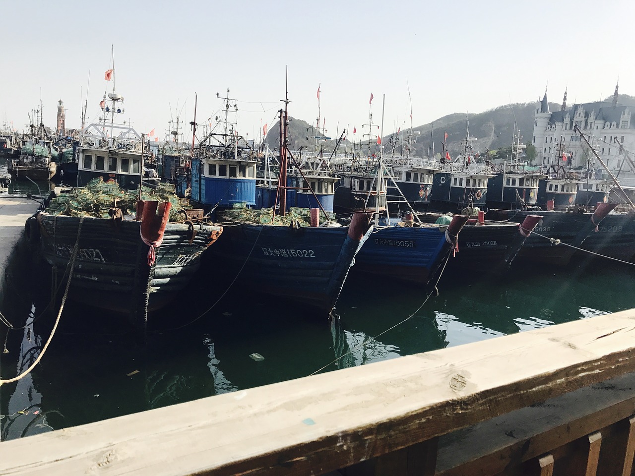 dalian fishing boats pier free photo