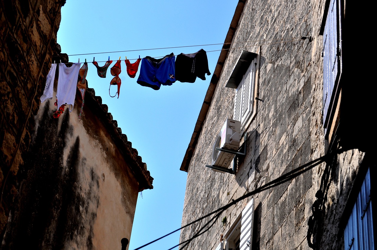 dalmatian way of drying laundry trogir croatia free photo