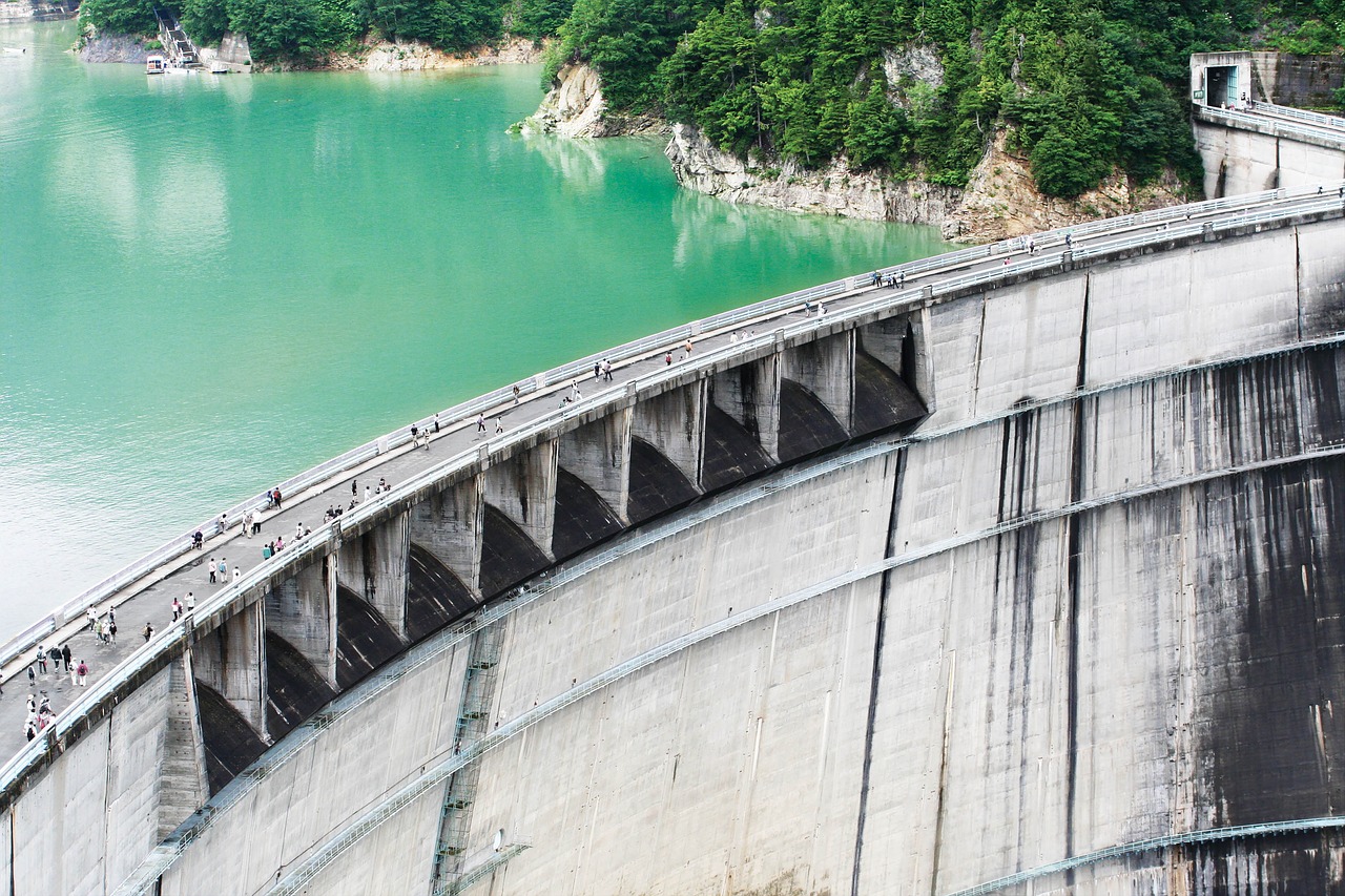 dam  green water  wall free photo