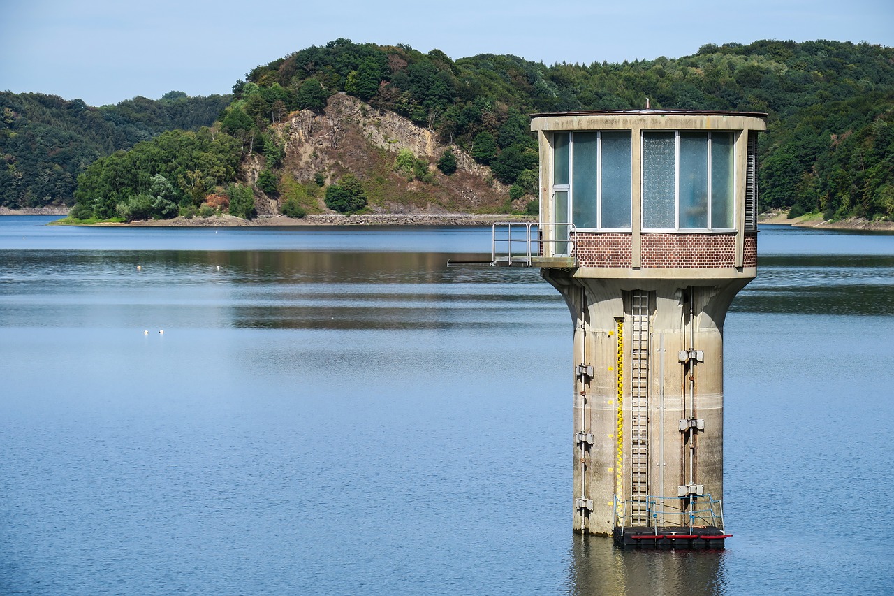 dam  reservoir  water withdrawal tower free photo