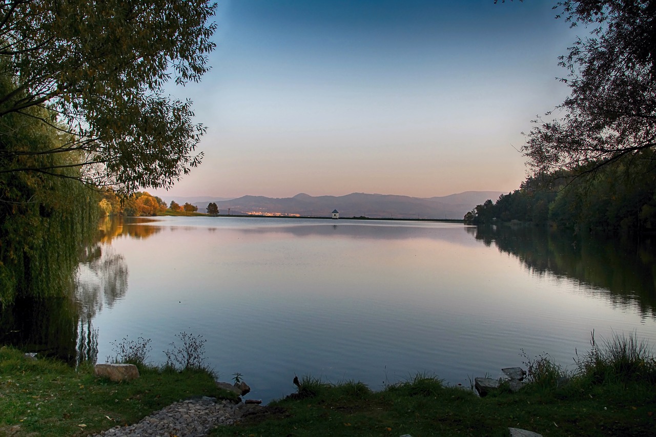 dam  autumn  sunset free photo