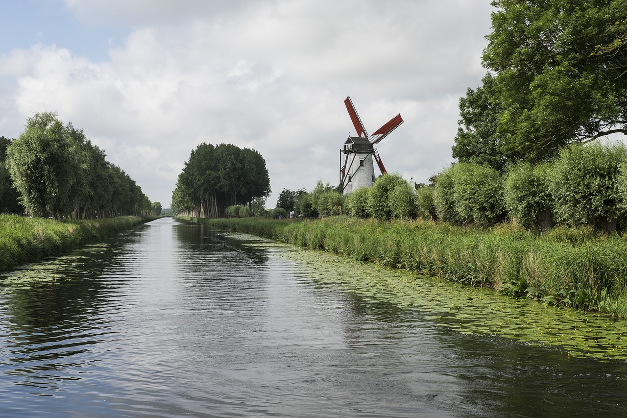 damme bruges channel light free photo