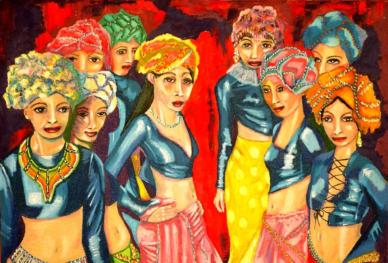 dancers oil pastel canvas free photo