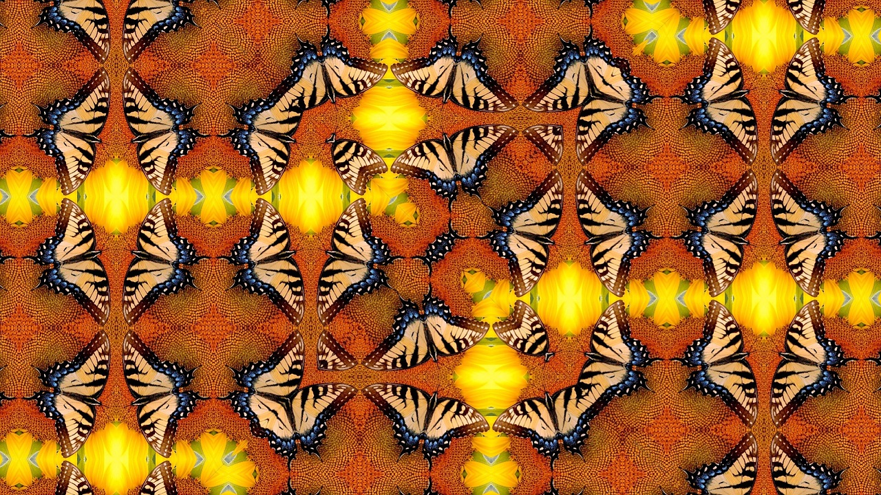 dancing butterfly kaleidoscope pattern free photo