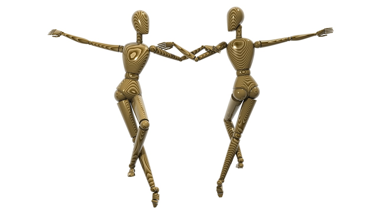 dancing couple wooden effigies effigy free photo