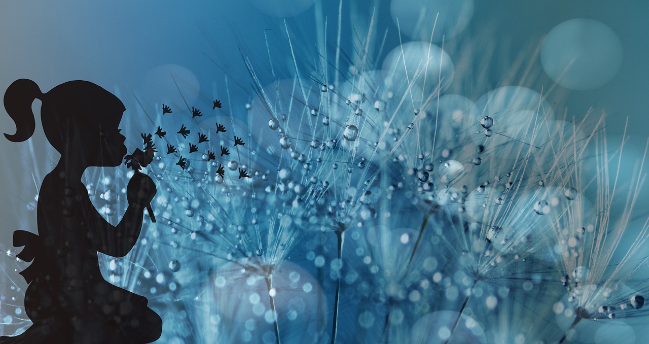 dandelion seeds girl free photo