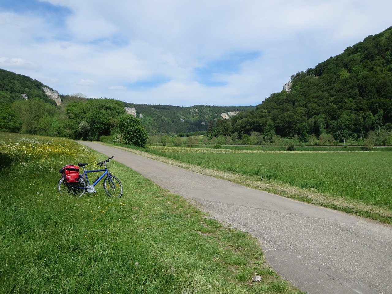 danube bike ride panorama free photo