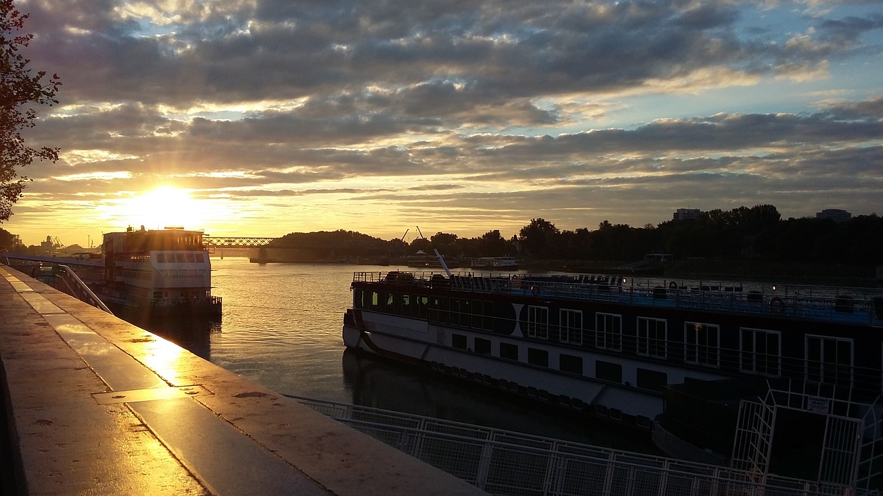 danube sunrise clouds free photo