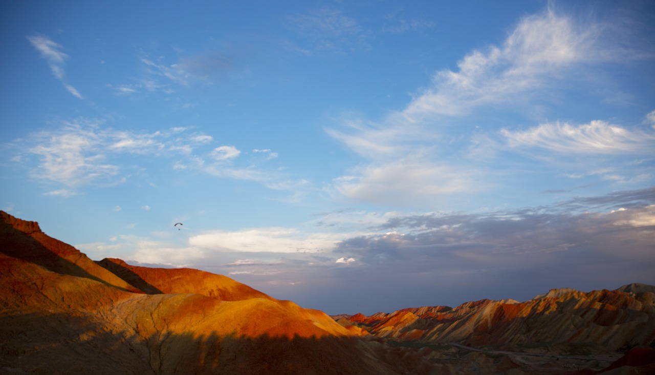 danxia blue sky white cloud free photo