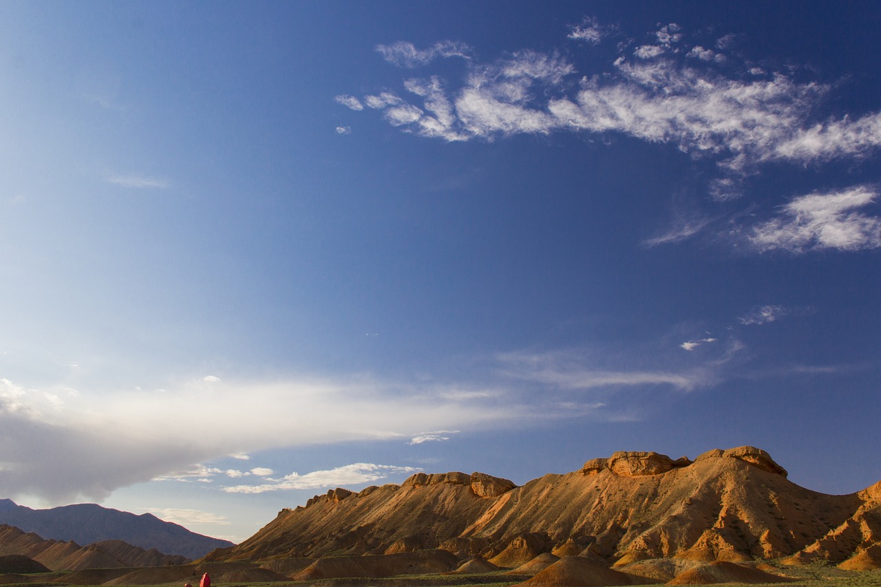 danxia blue sky white cloud free photo