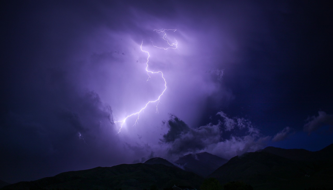 dark lightning mountain free photo