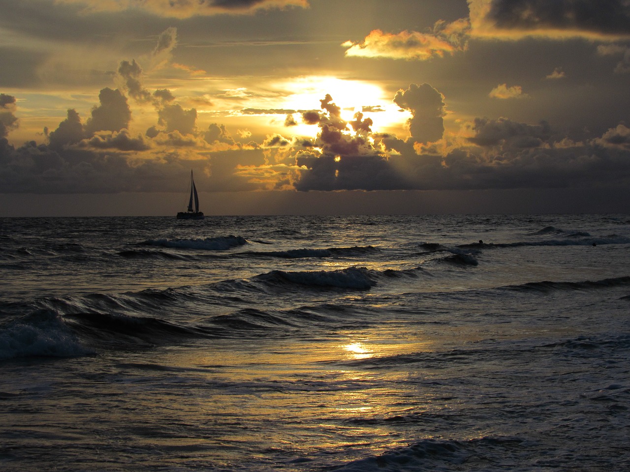 dark sunset ocean free photo
