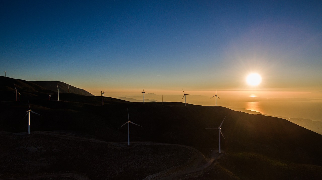 dark sunset windmill free photo