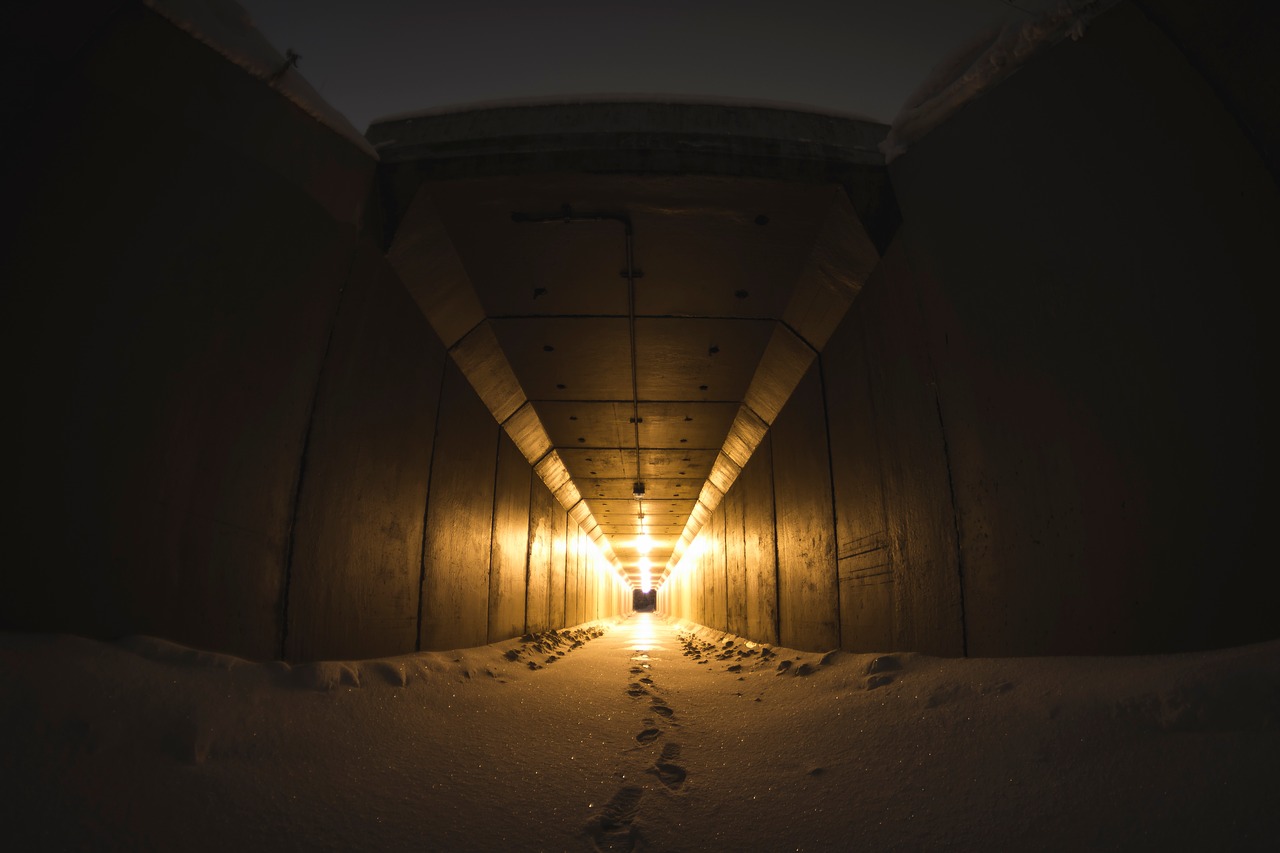 dark tunnel lights free photo