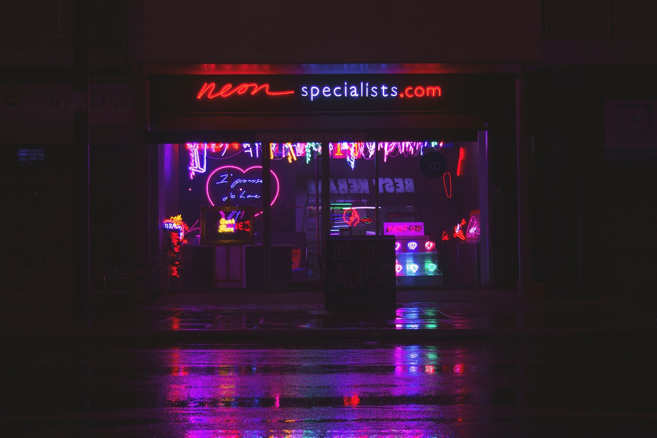 dark night neon free photo