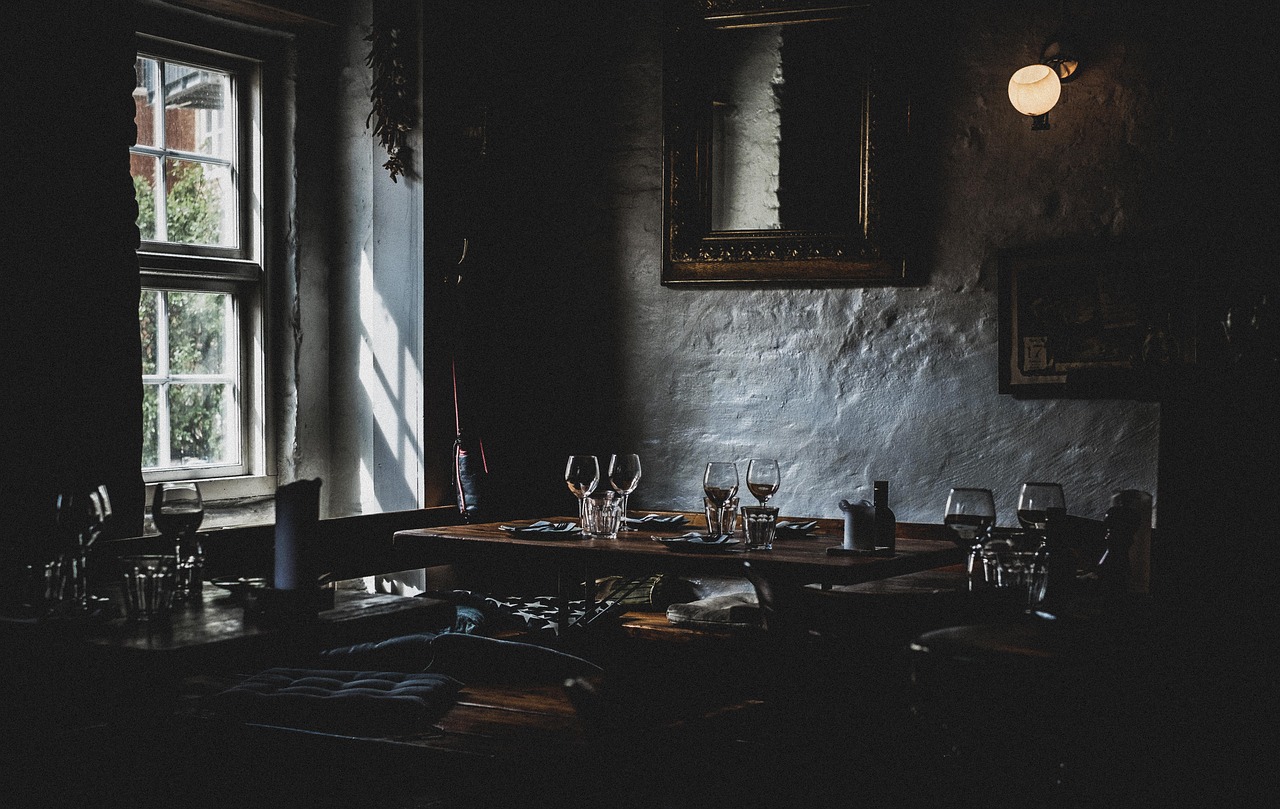 dark restaurant table free photo