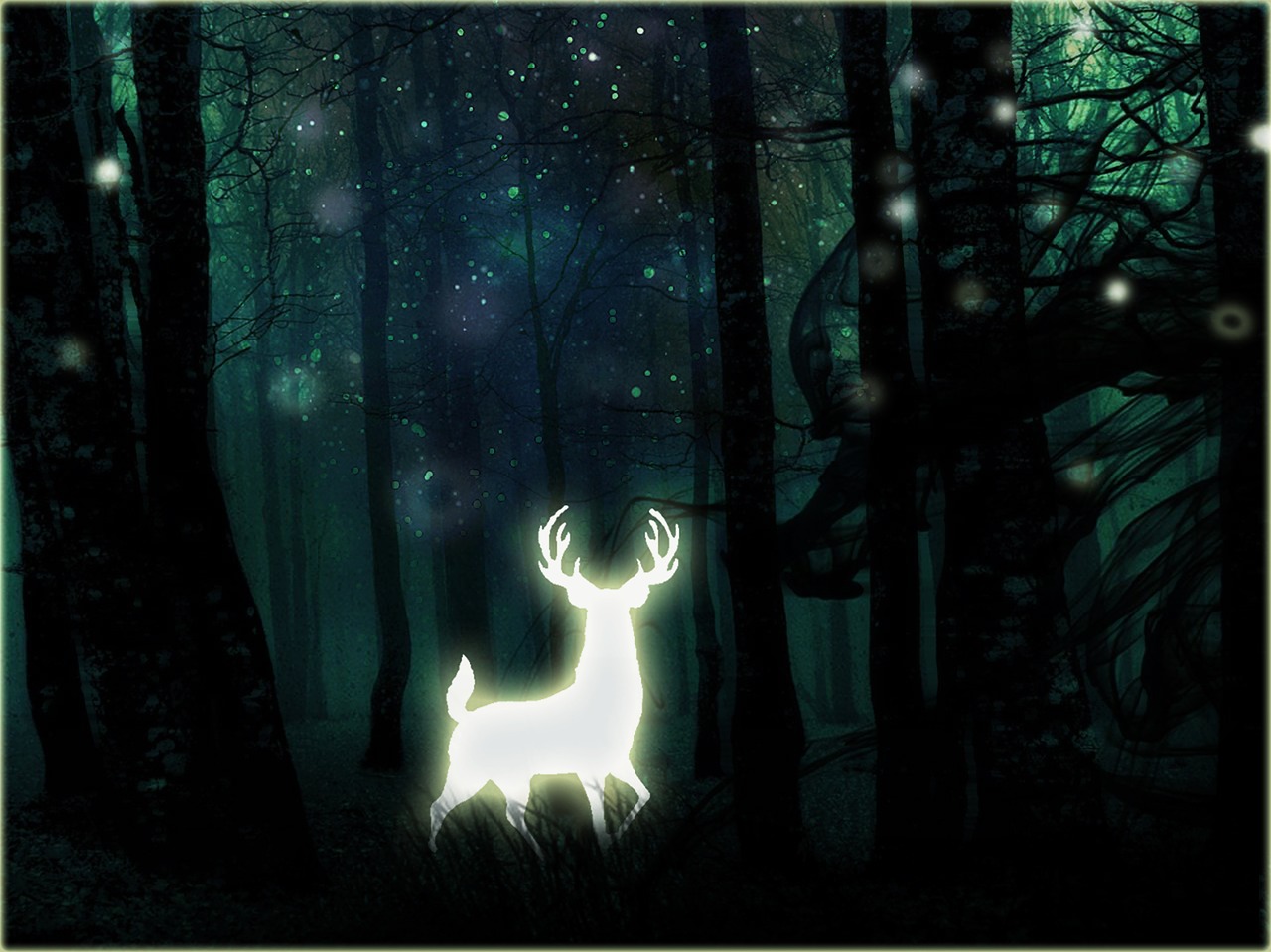 Дух леса арт животное ночь