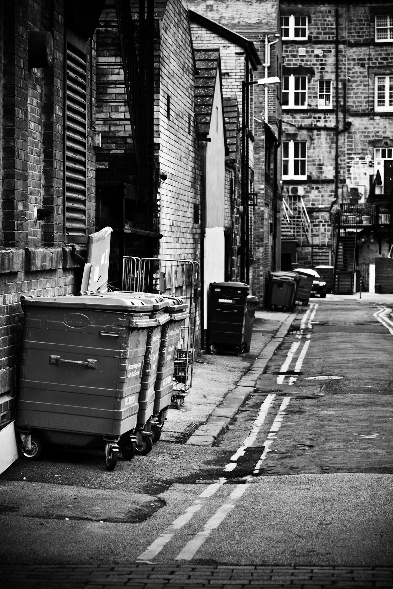 alleyway back alley bin free photo