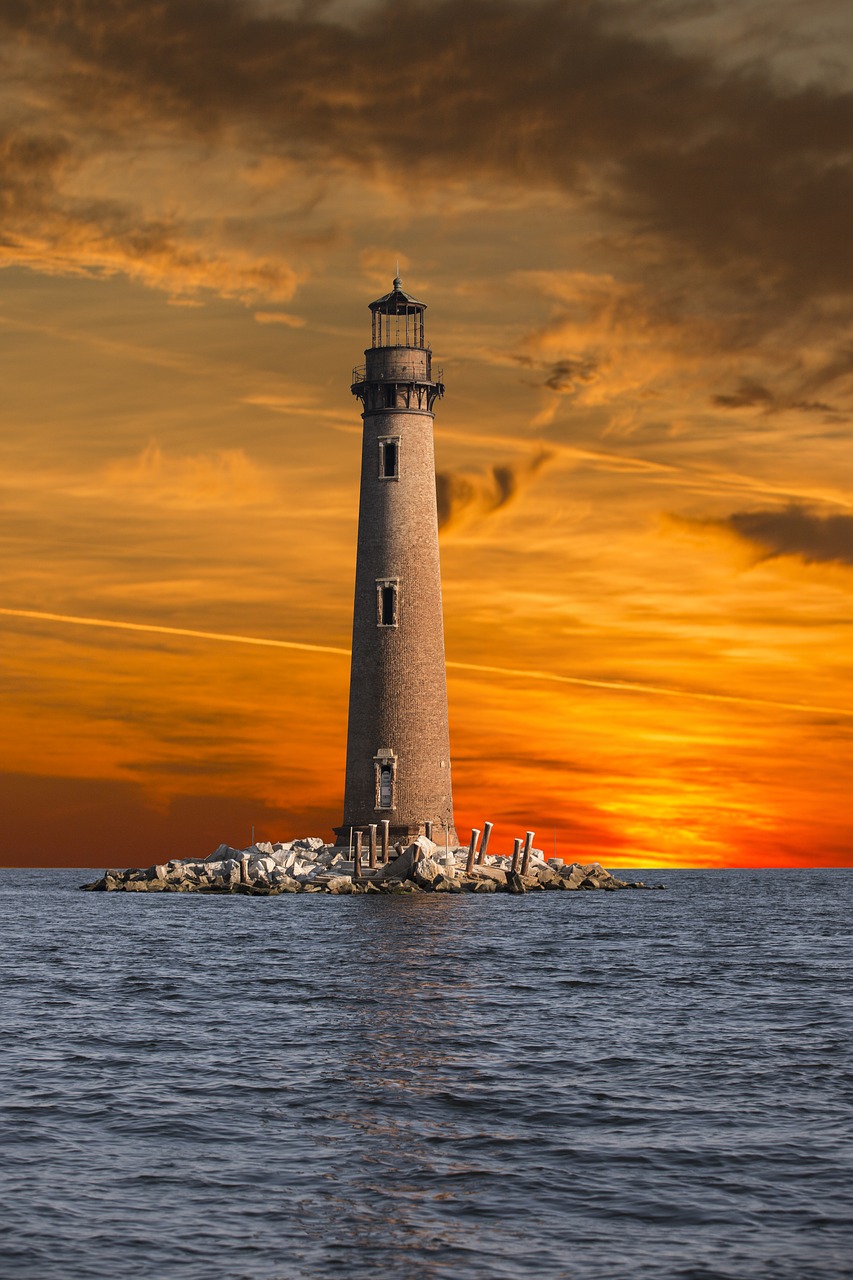 dauphin island lighthouse sunset free photo