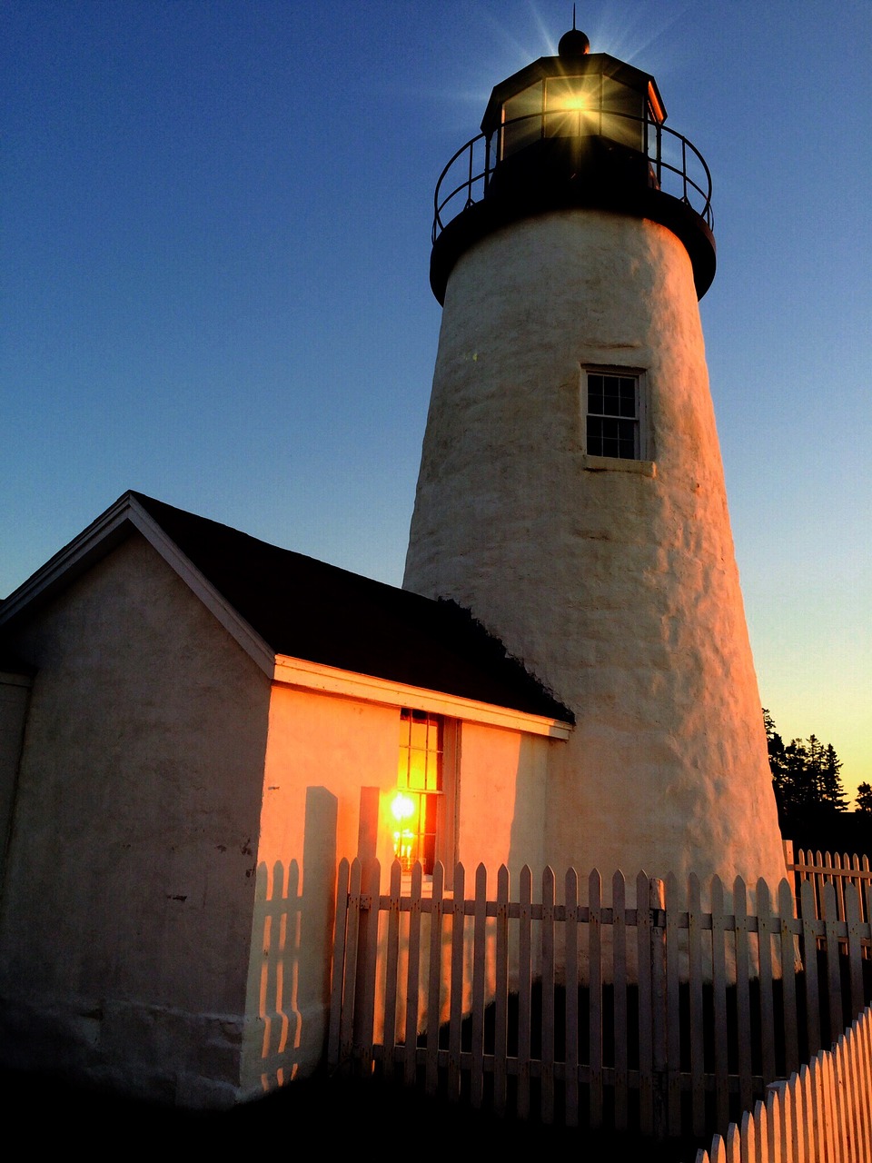 dawn lighthouse ocean free photo