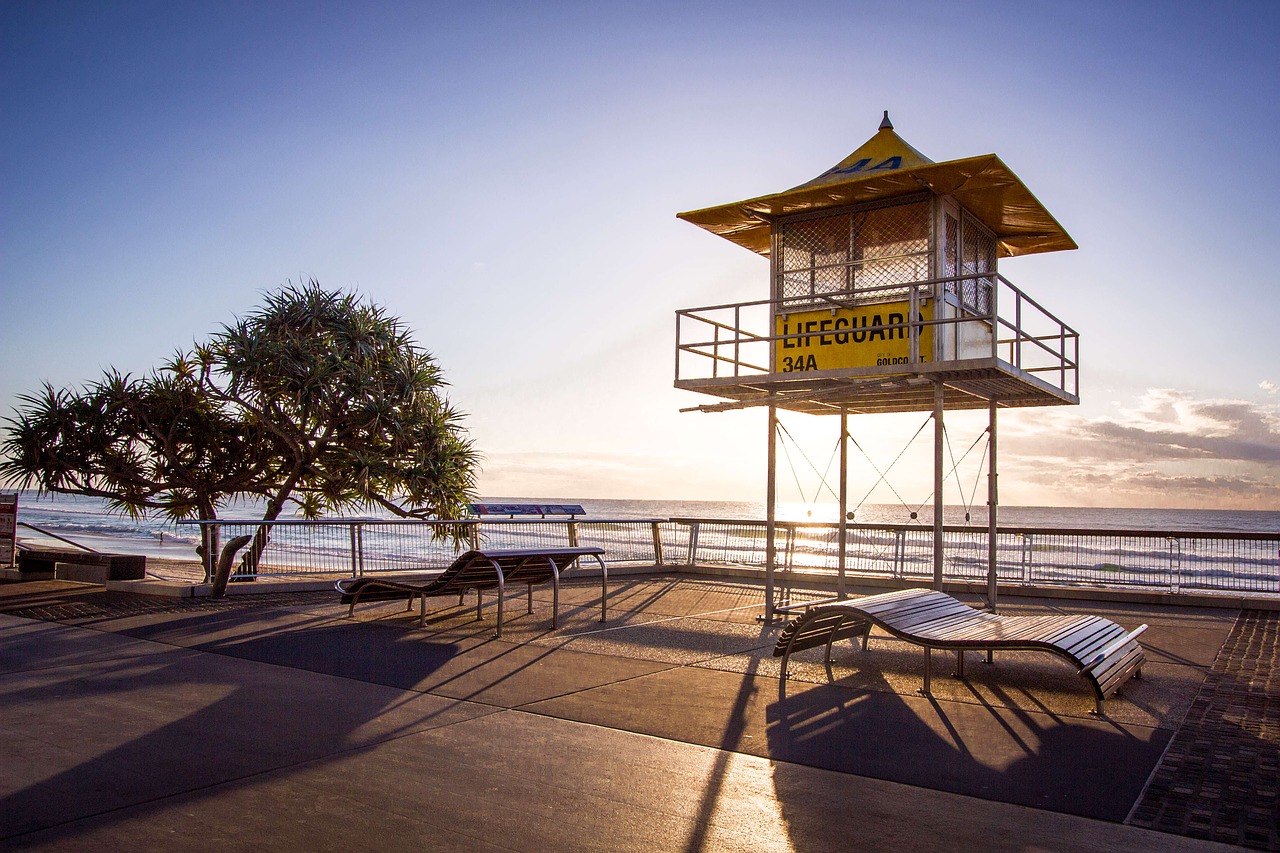 dawn dusk lifeguard tower free photo