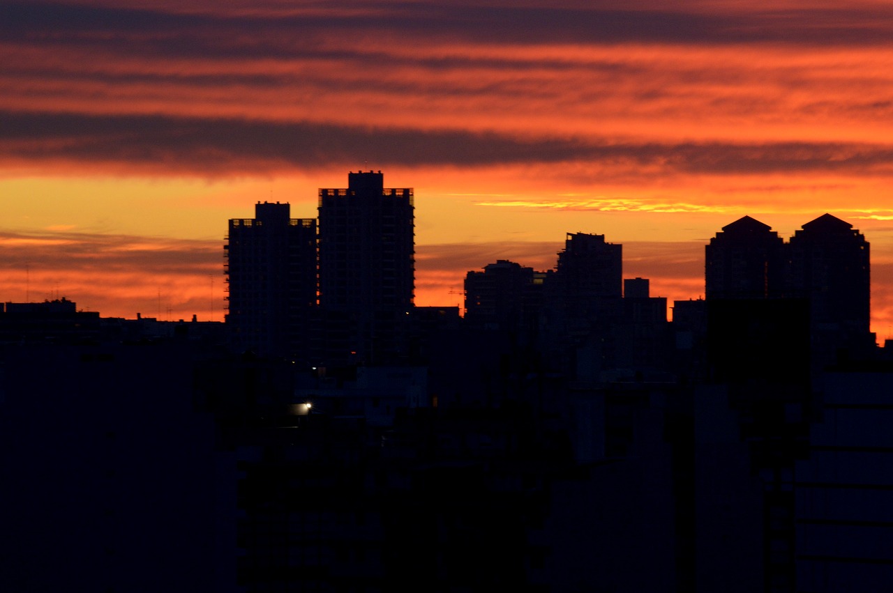 dawn buildings red free photo