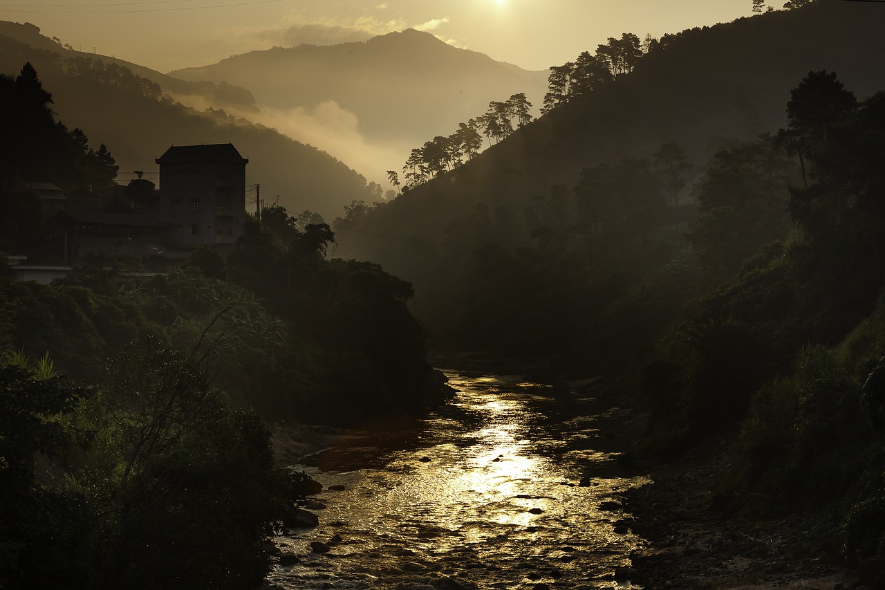 dawn the high mountains fog free photo