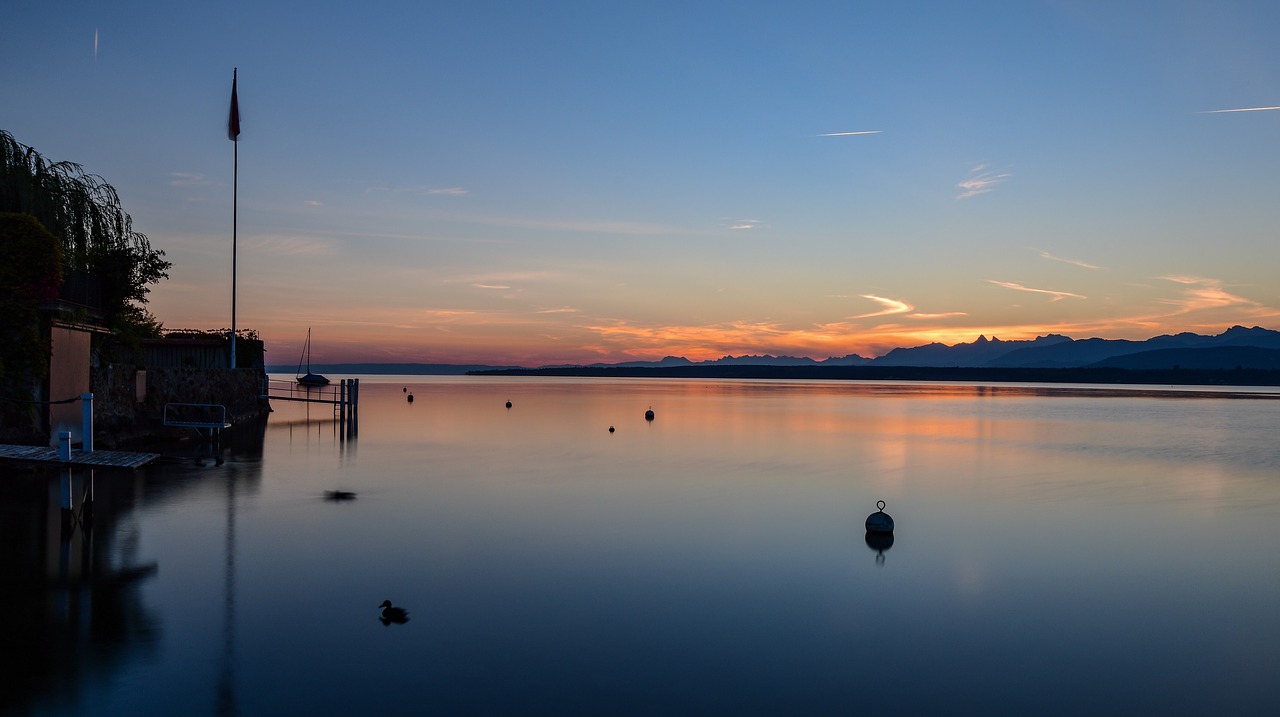 dawn  lake  landscape free photo