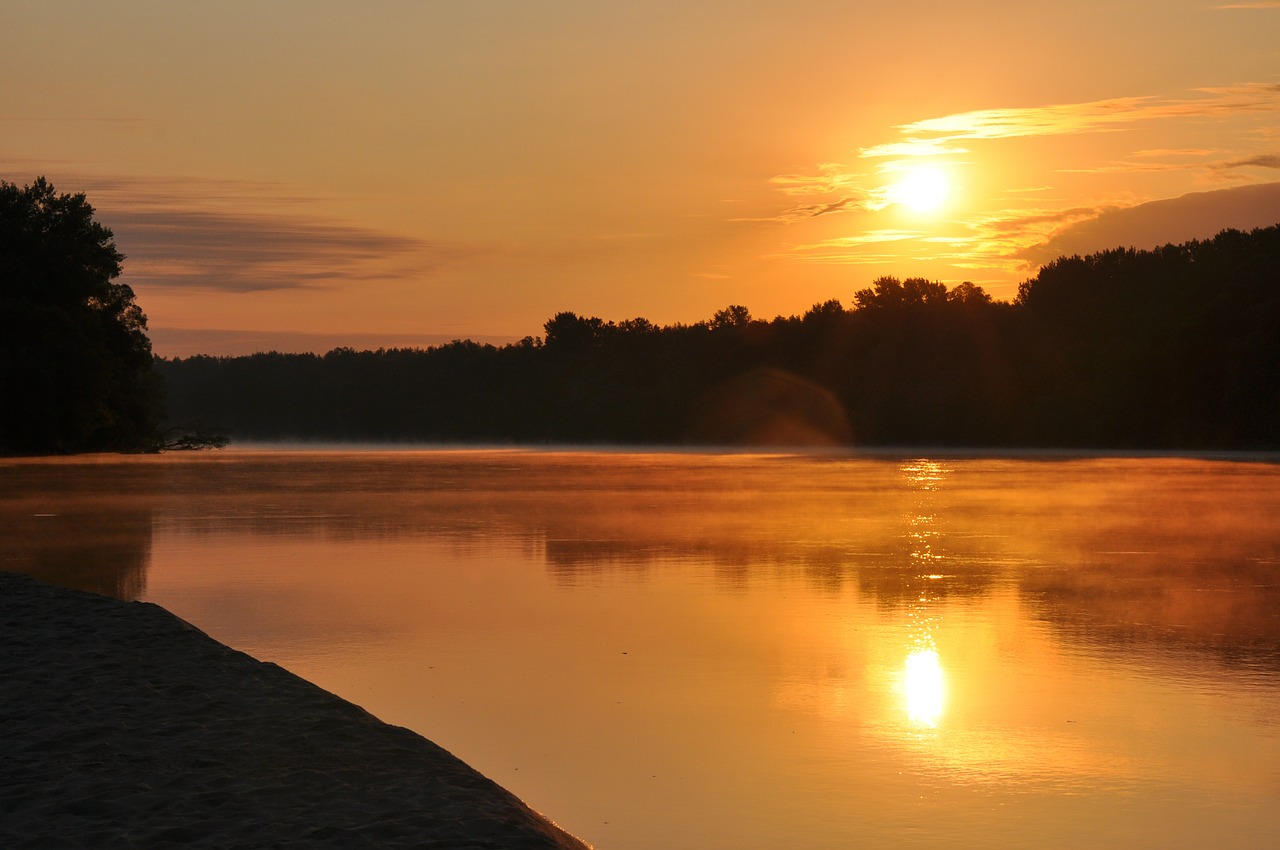 dawn summer river free photo