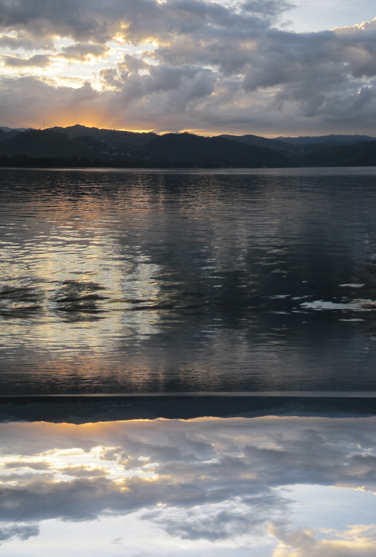 lake clouds water free photo