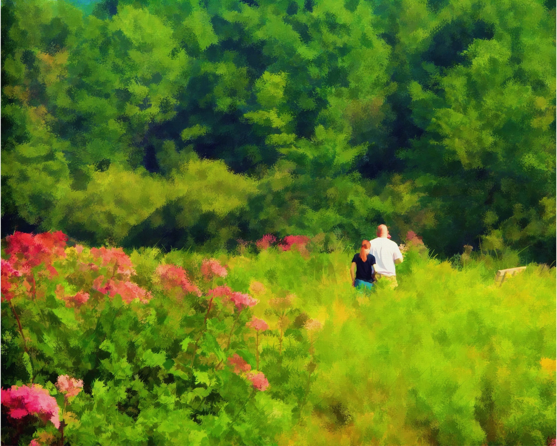 people landscape flowers free photo