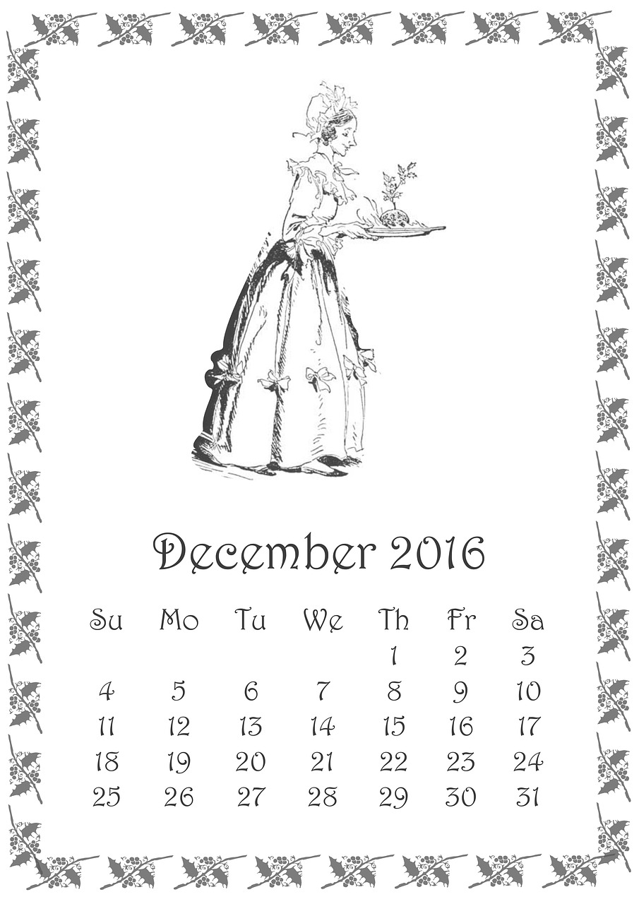 december 2016 calendar free photo