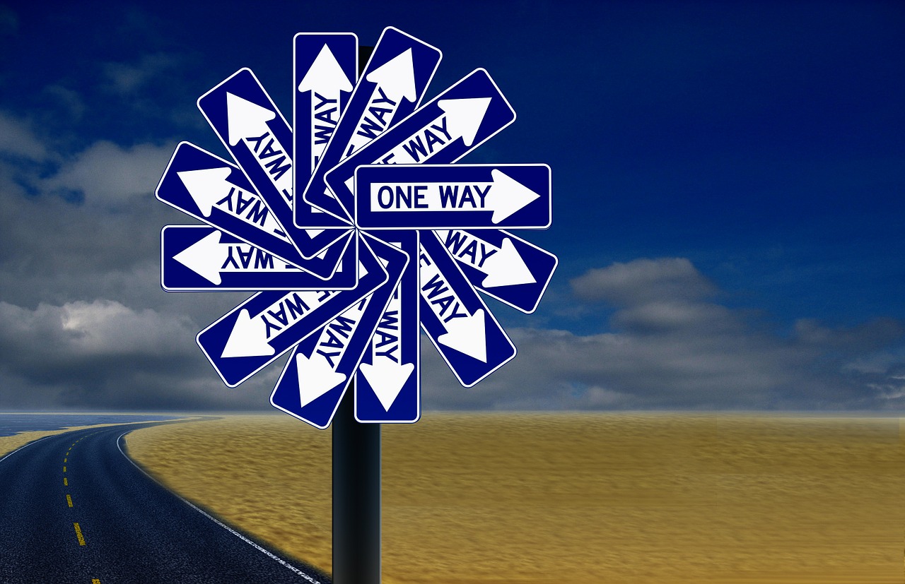 decisions one way street road sign free photo