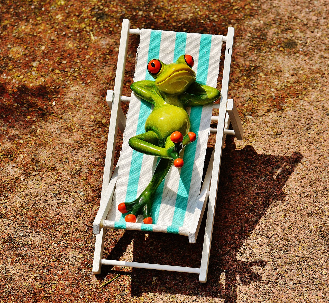 deck chair beach frog free photo