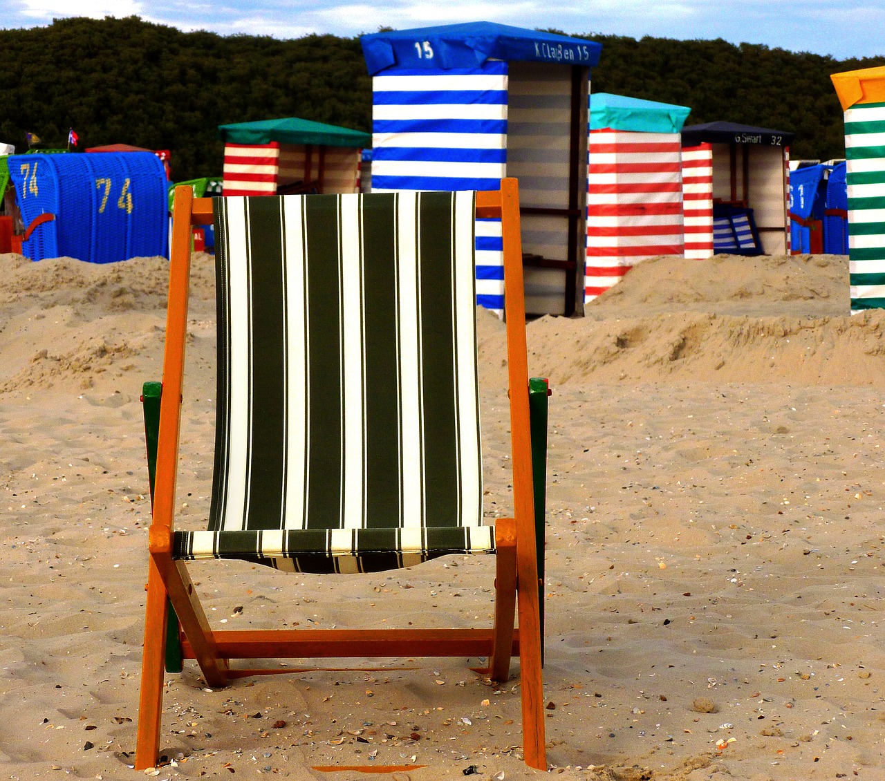 deck chair beach tents striped free photo