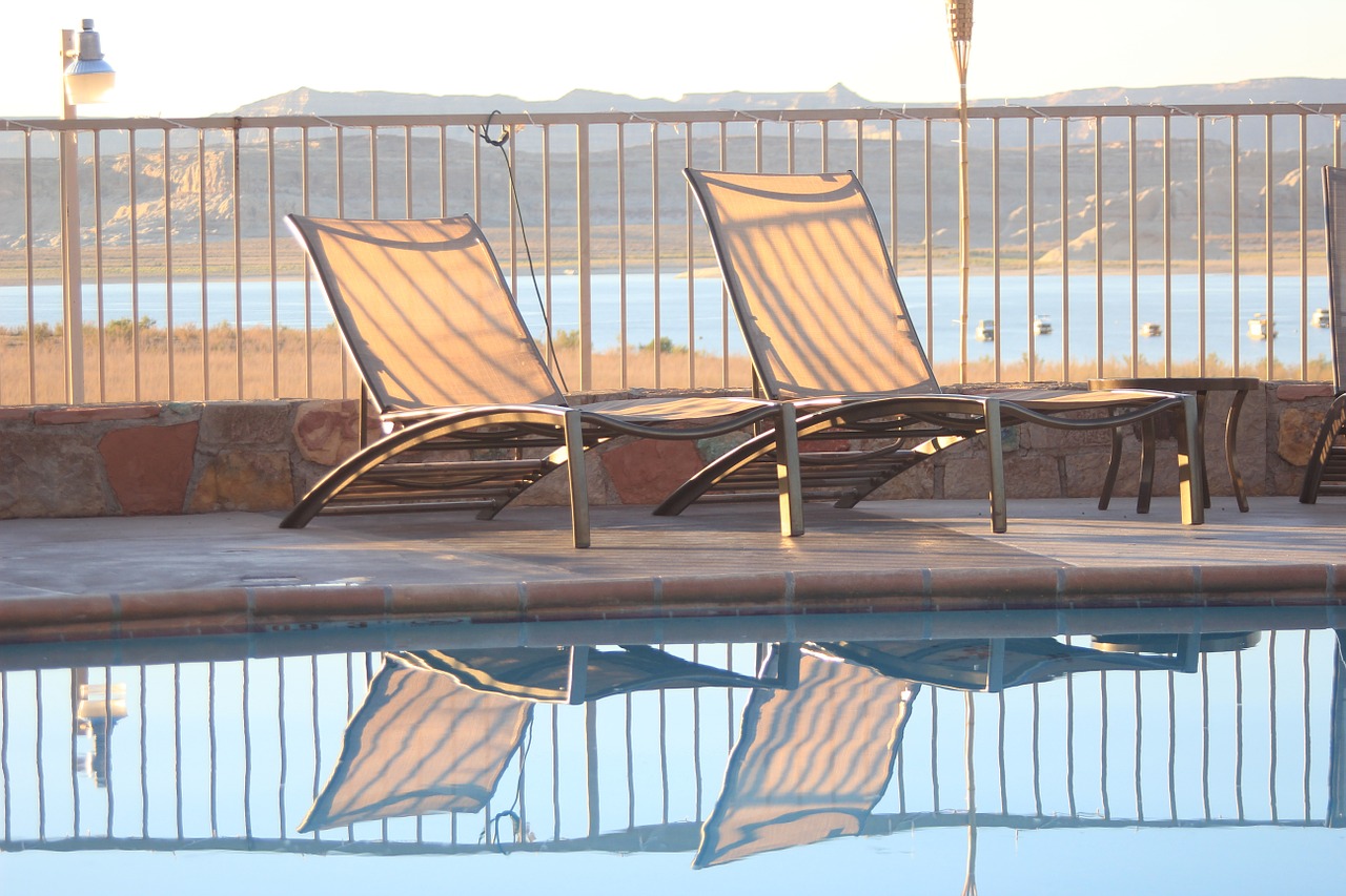 deckchairs mirror image leisure free photo