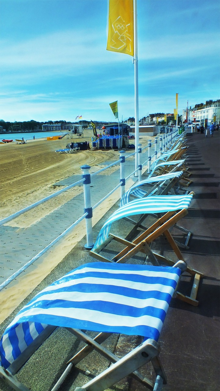 deckchairs seaside beach free photo