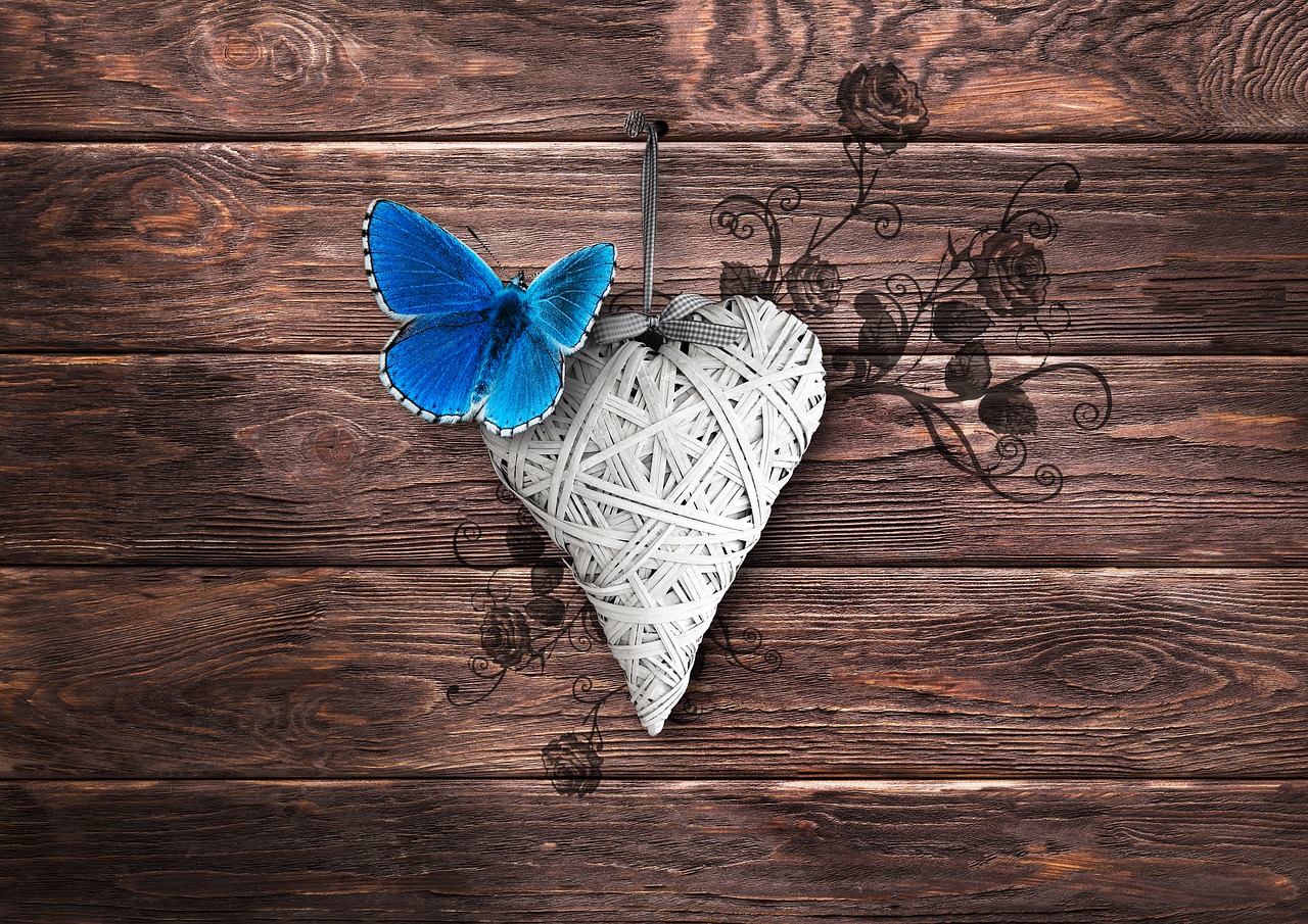 deco heart butterfly free photo