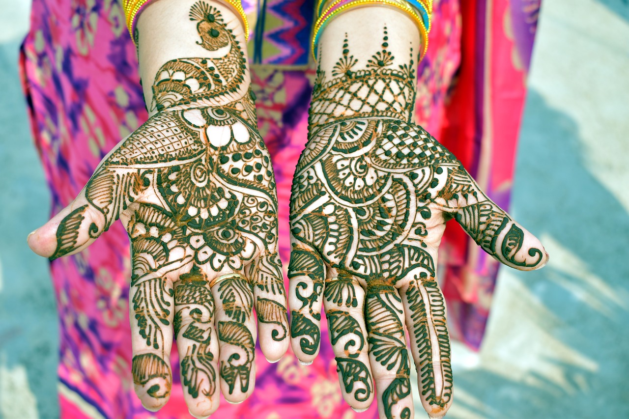 decorated hands mehndi floral free photo