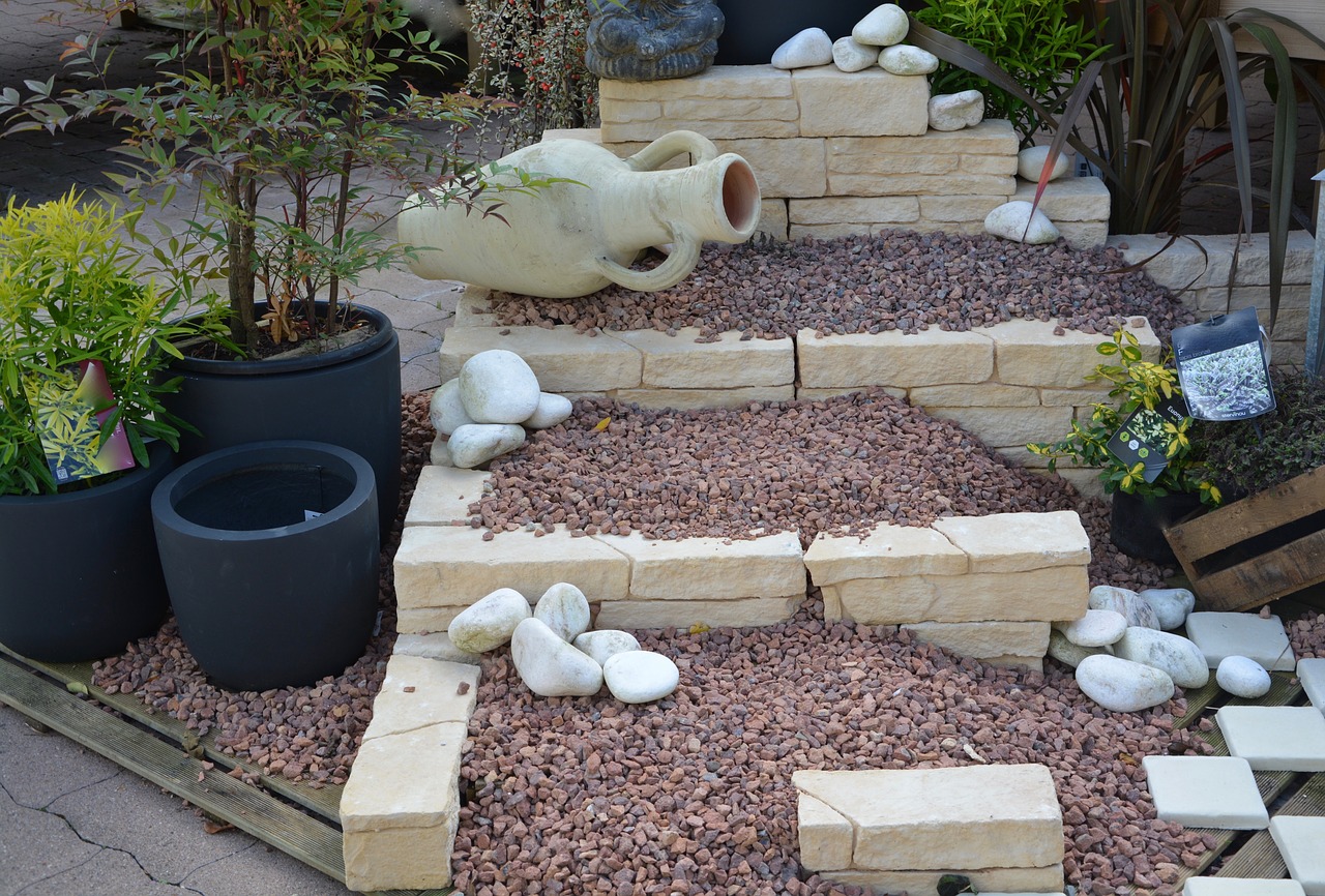 décoration jardin zen steps gravel red free photo