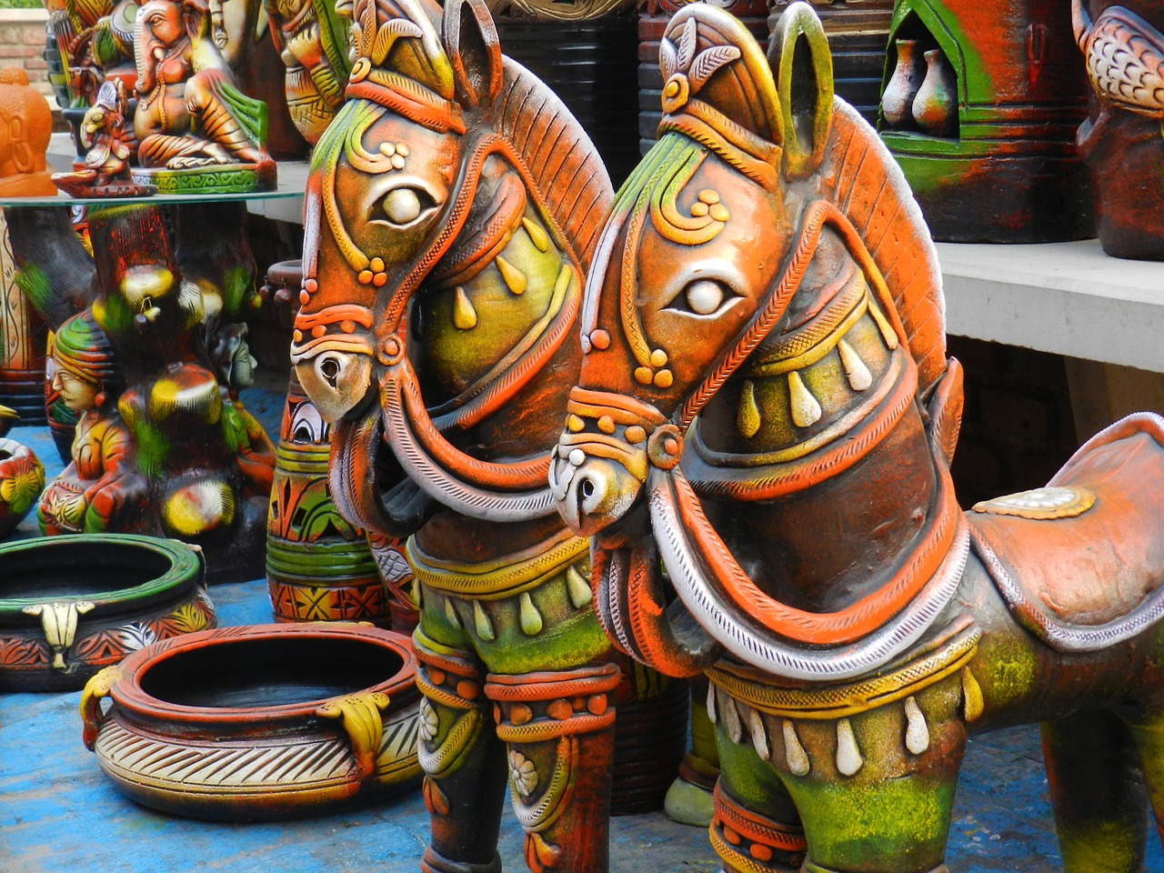 decorative pots traditionally indian free photo