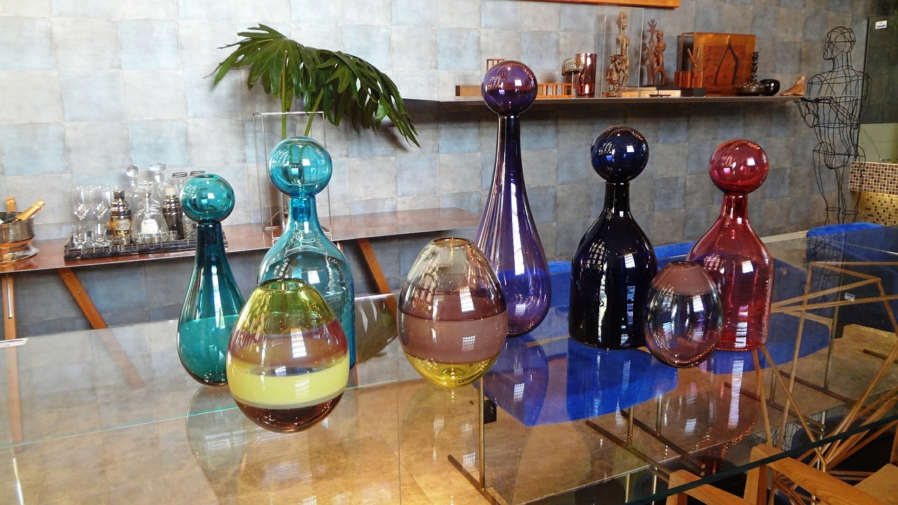 decorative objects colourful vases glass vases free photo
