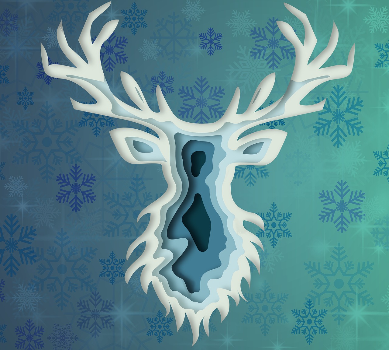 deer  paper cut  winter free photo