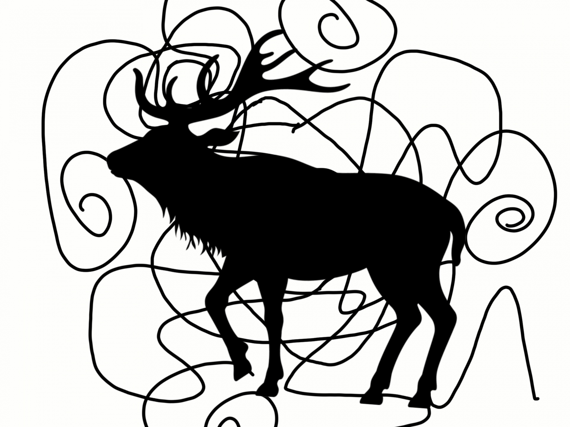drawing black deer free photo
