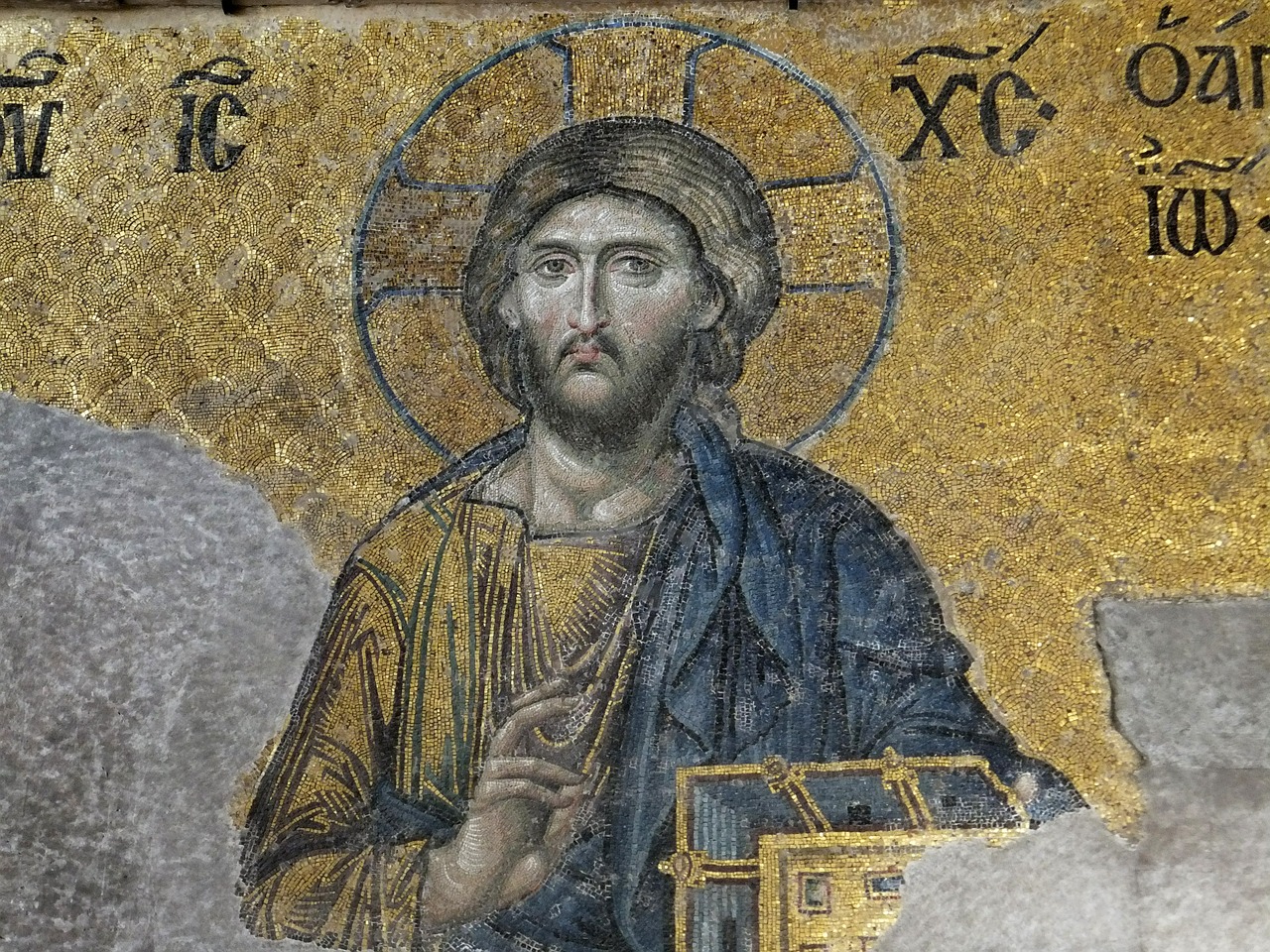 deesis mosaic christ hagia sophia free photo