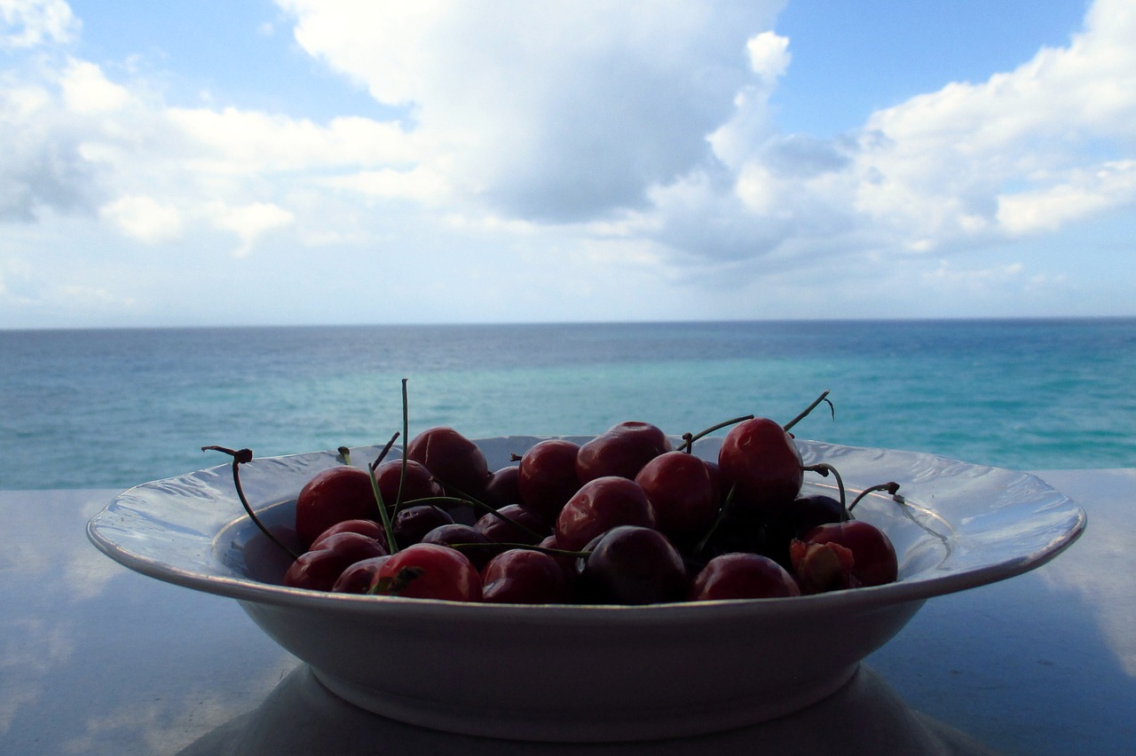 delicious cherries sea recovery free photo