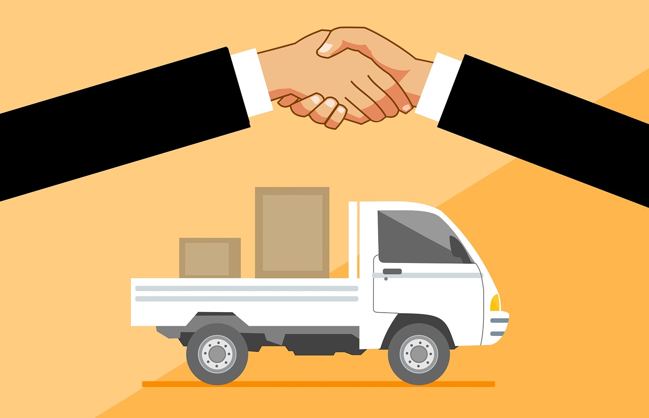 delivery  truck  handshake free photo