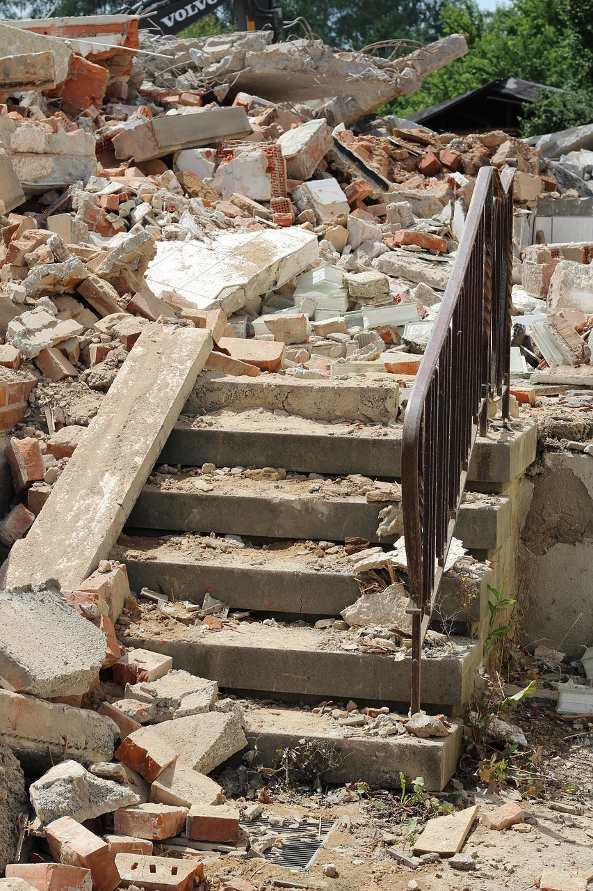 demolition house stairs railing free photo