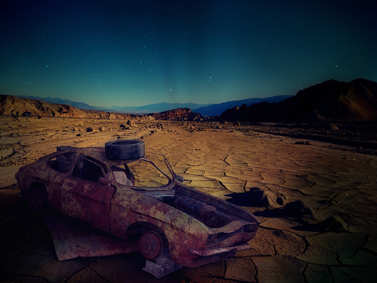 desert car wreck usa free photo