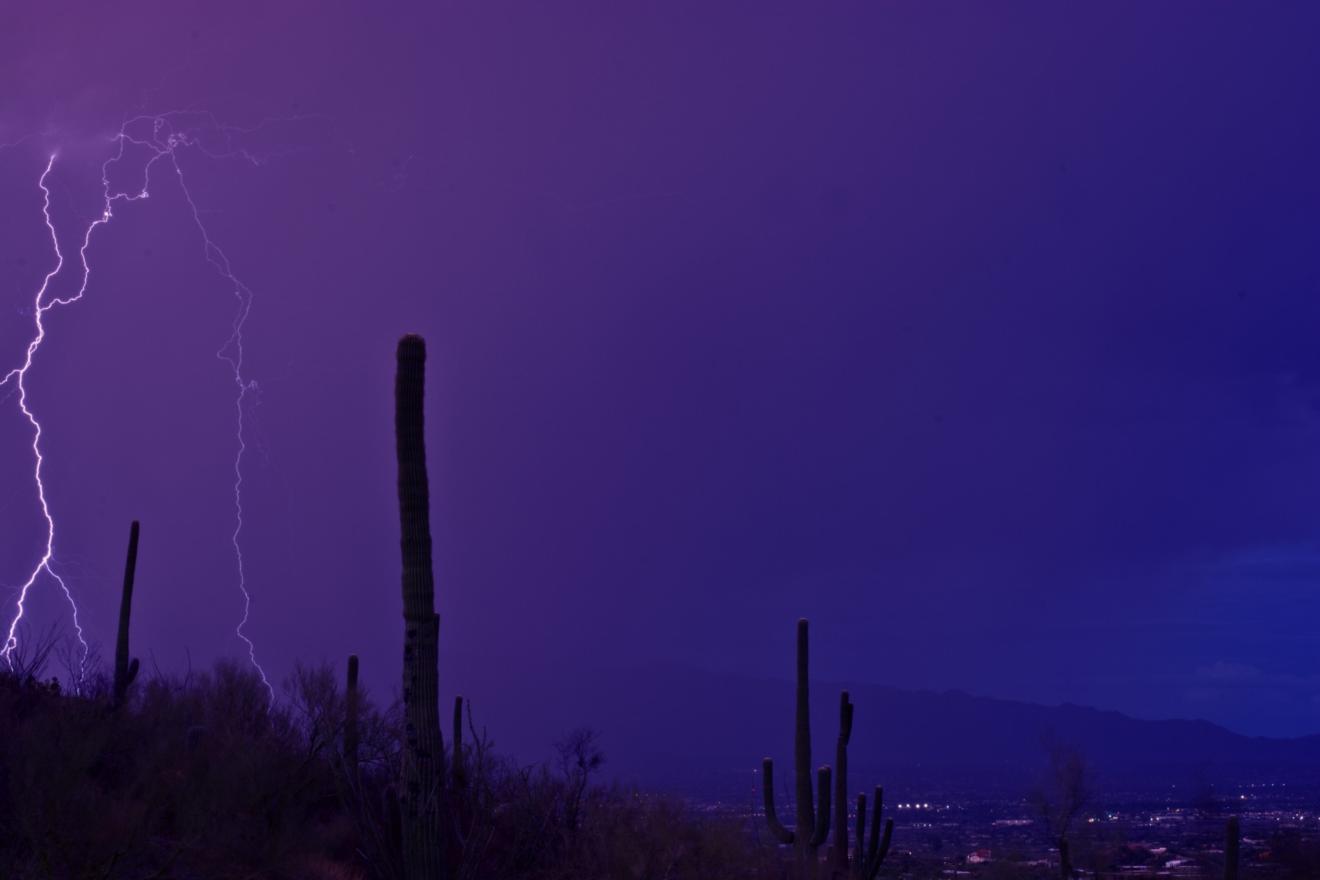 lightning desert landscape free photo